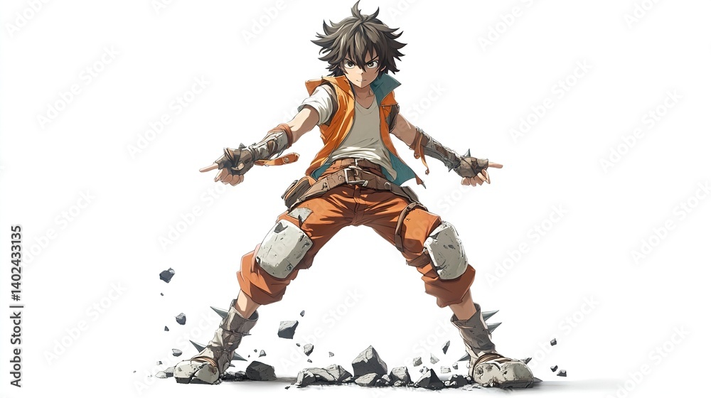 Obraz premium Anime boy in action pose.