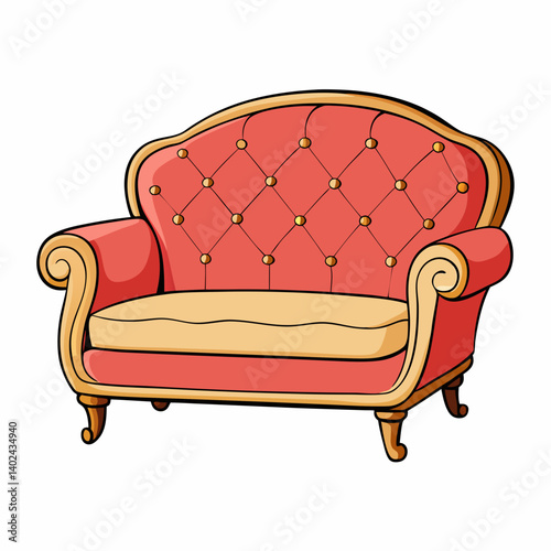 red sofa isolated on white