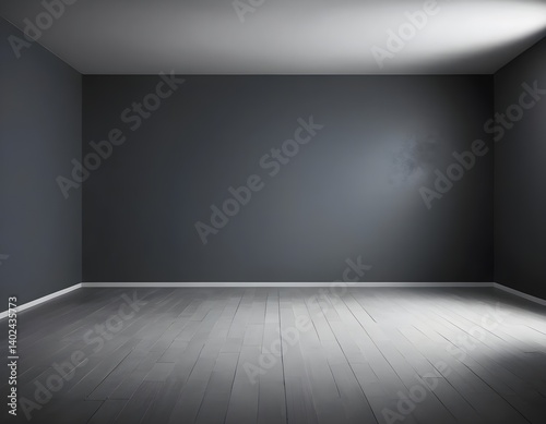 Wallpaper Mural Empty Room with Dark Gray Walls and Wooden Floor Torontodigital.ca