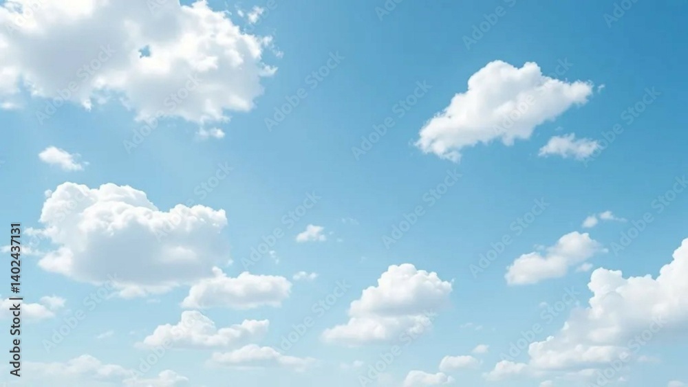 Minimalist view of the sky featuring fluffy white clouds on a soft blue background. Perfect for backgrounds, web design, or nature-themed creative projects Minimalist view of the sky featuring fluffy white clouds on a soft blue background. Perfect for backgrounds, web design, or nature-themed creative projects