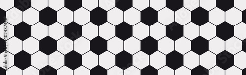 Black and white panoramic texture football background ball - Vector illustration
