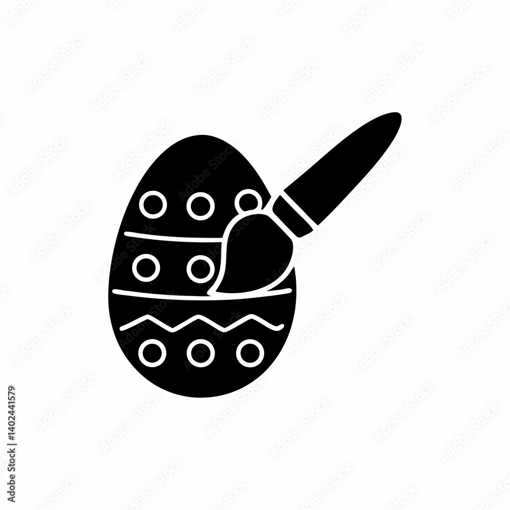 Obraz premium creative details Paintbrush with Egg Icon Vector Illustration