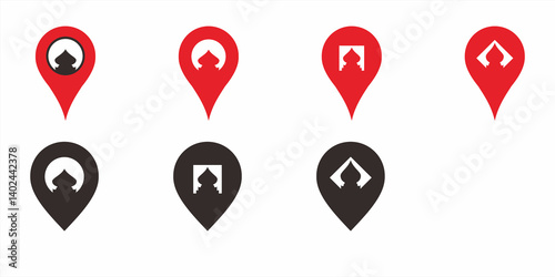 The vector icon for the location of a mosque, a place of worship for Muslims, is elegant, clear, bold