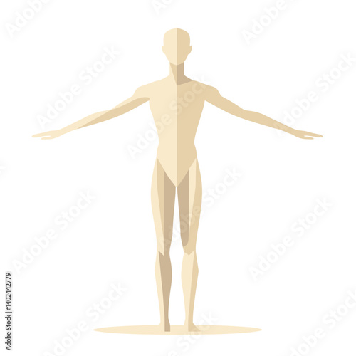 Beige Human Figure Geometric Pose Abstract Illustration