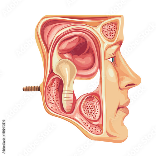 Detailed Human Head Anatomy Illustration
