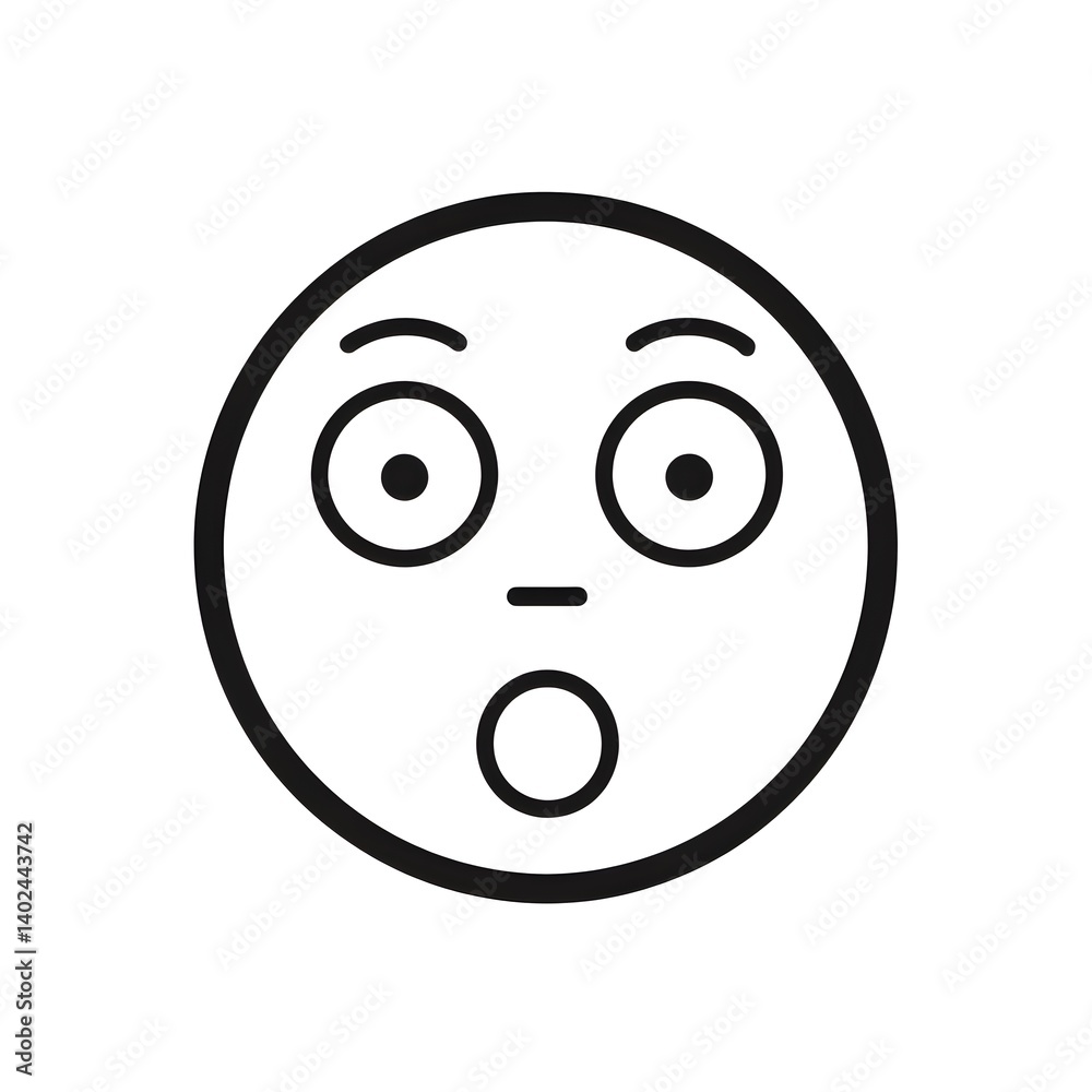 Surprised Expression of a Person Depicted With Outline Icon Design Surprised Expression of a Person Depicted With Outline Icon Design