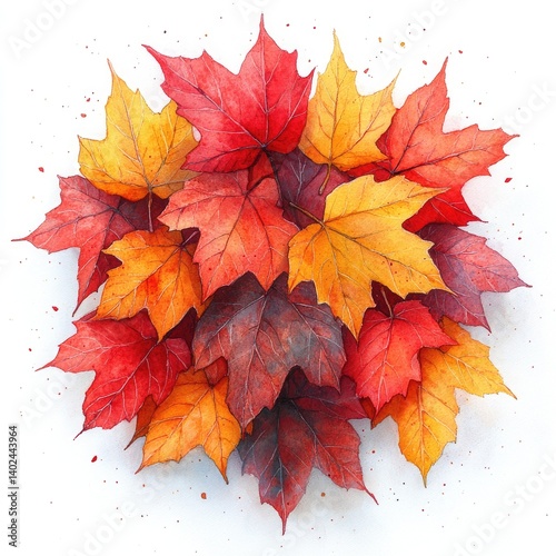 Wallpaper Mural Autumn leaves cluster, vibrant colors.  A collection of various shades of autumnal leaves, including reds, oranges, and yellows.  Torontodigital.ca