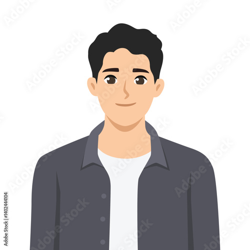 Casual Young Man Portrait.  Flat Vector character illustration