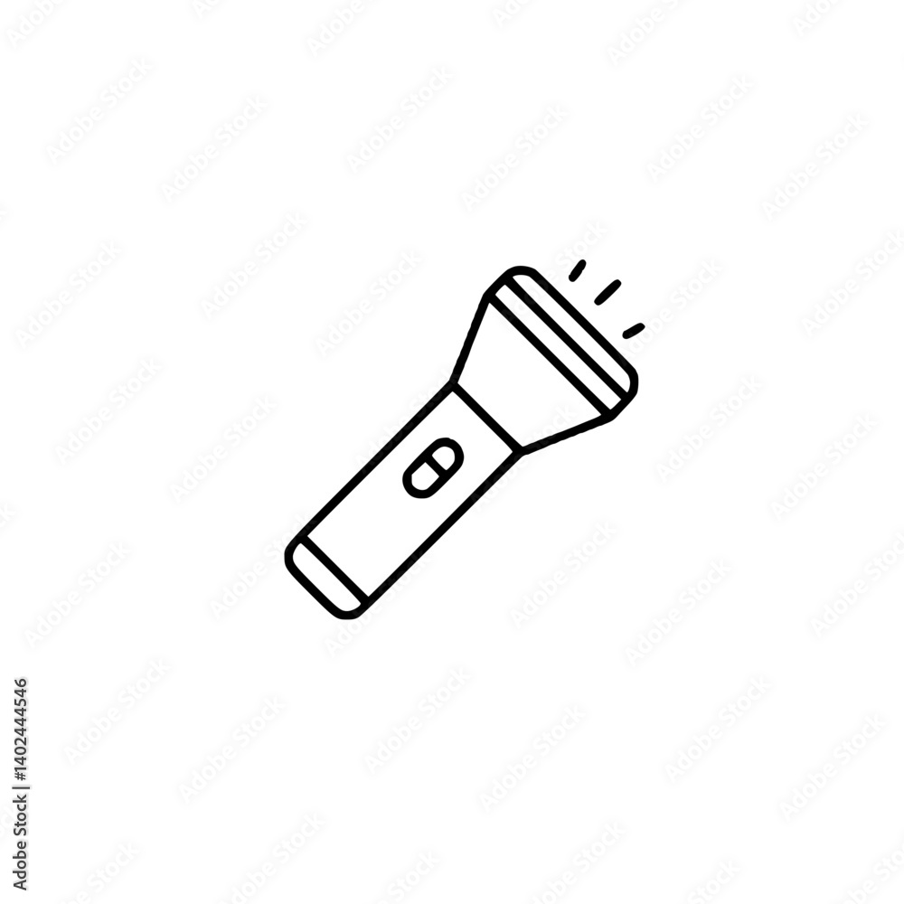 A flashlight icon in a minimalistic design, the concept of outdoor and emergency lighting