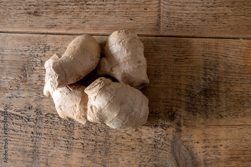 Ginger (Zingiber officinale) roots. ..Often used in oriental cuisine...food, ingredients, ingredient,..