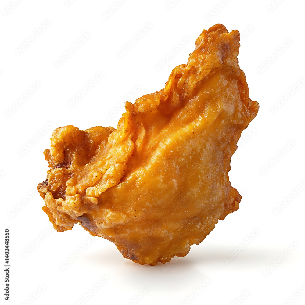 Fototapeta premium A golden crispy fried chicken wing with seasoned batter, tender interior, and crispy skin