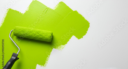 paint roller and green paint roller