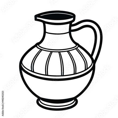 Ancient Greek Terracotta Water Jug, amphora is an old brown clay pottery vase, a traditional ceramic container with antique decoration