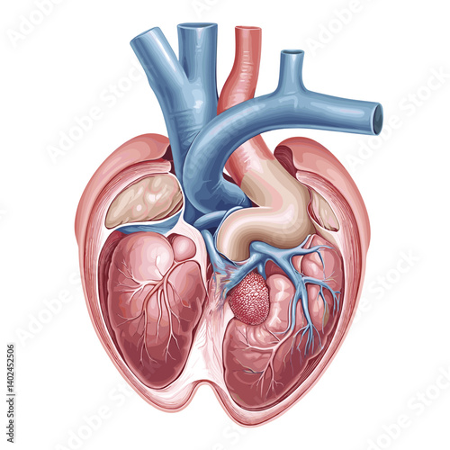 Detailed Anatomical Illustration of a Human Heart