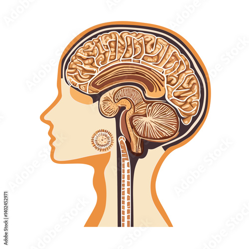 Detailed Human Brain Anatomy Illustration
