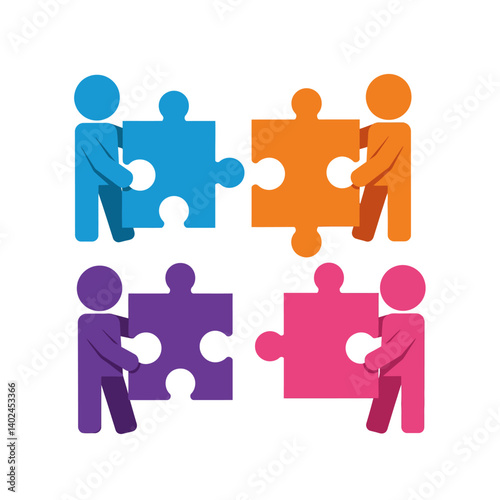 Teamwork Puzzle Solution Collaboration Icon.