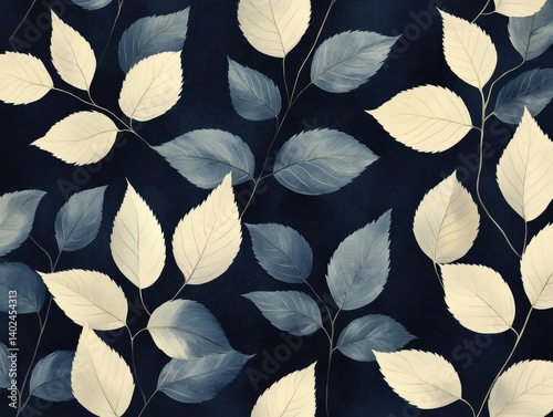 Illustration vector of seamless pattern of creeper and leaf minimalist, dark tone color shade, minimalist style