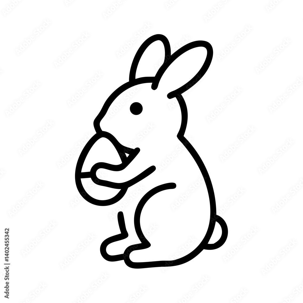 Ícono de conejo de Pascua sosteniendo un huevo vector png Ícono de conejo de Pascua sosteniendo un huevo vector png