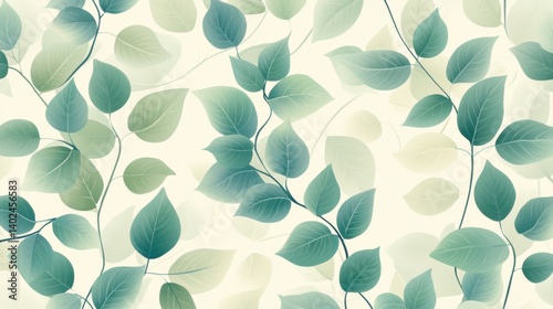 Illustration vector of seamless pattern of creeper and leaf minimalist, pastel color shade, minimalist style