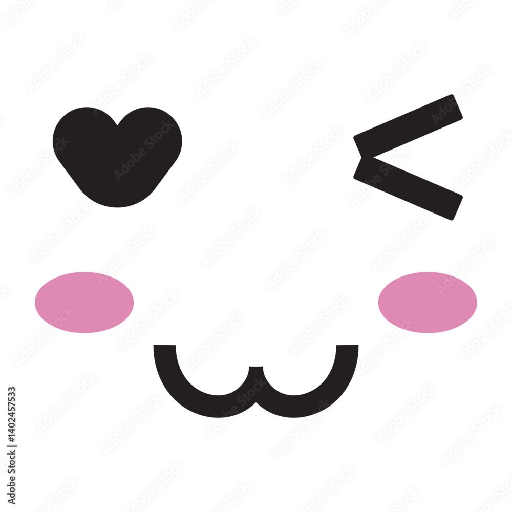 Kawaii Happy and cute Face Icon element on white background. Kawaii Happy and cute Face Icon element on white background.