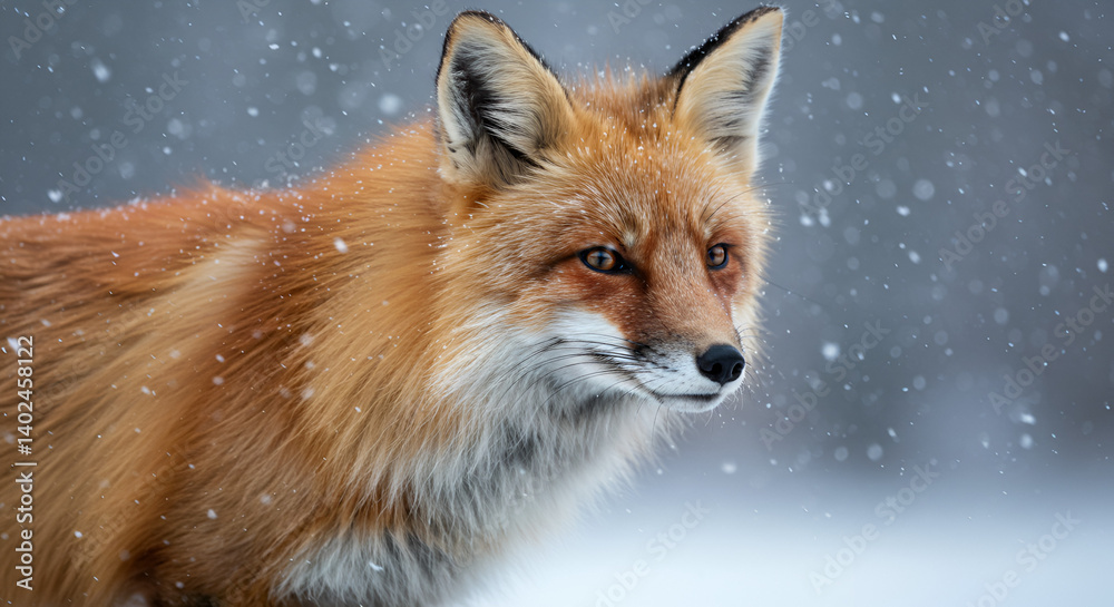 Fototapeta premium red fox in the snow