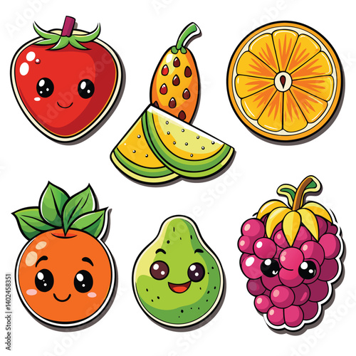 Cute cartoon fruit stickers