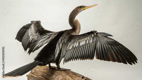 Anhinga on studio background
