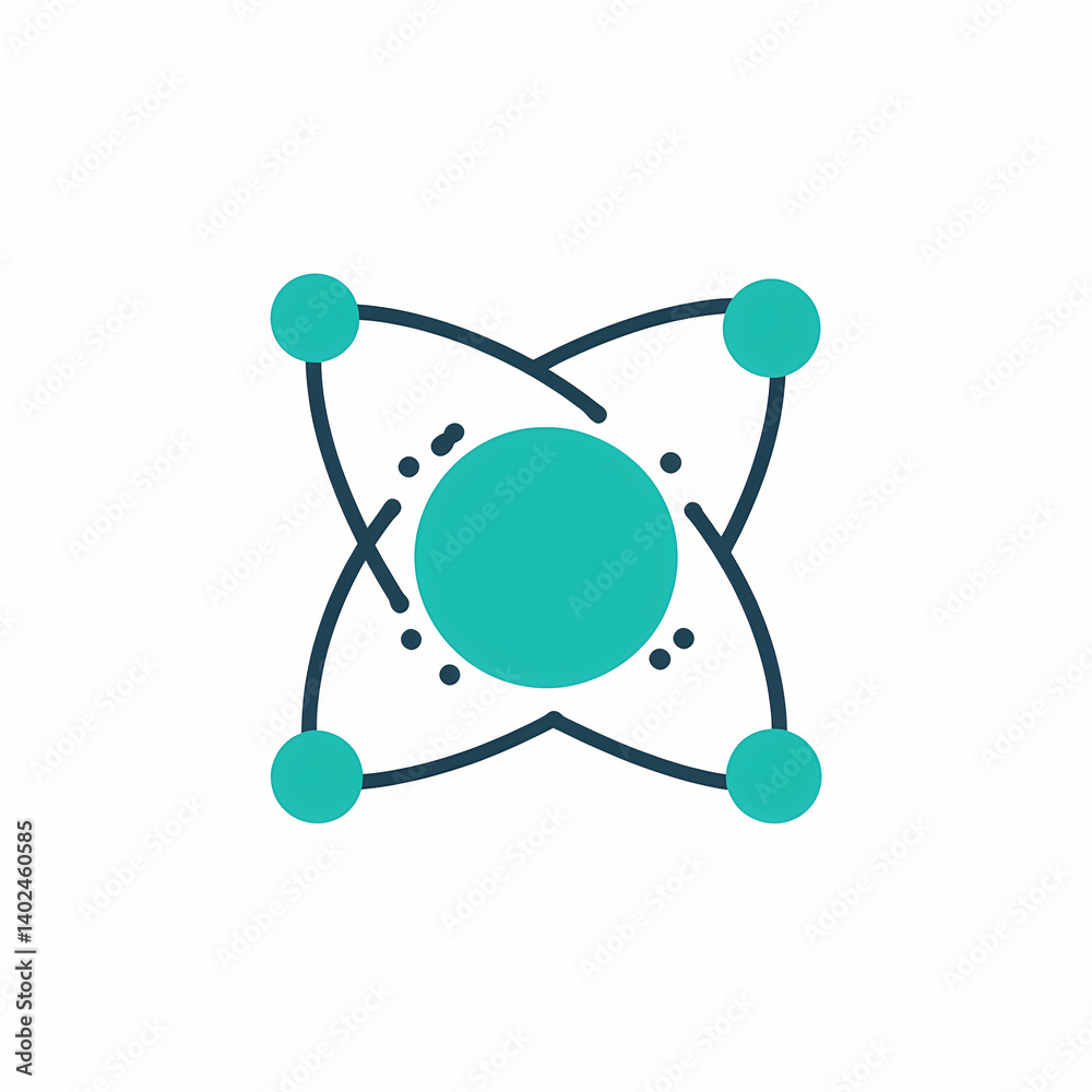 A blue circle with four green circles around it A blue circle with four green circles around it