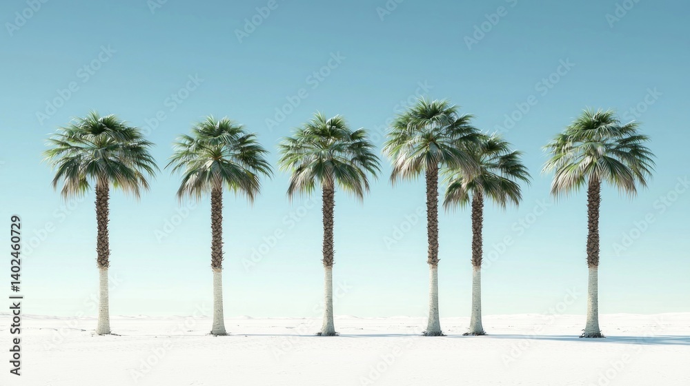 Five palm trees in a desert landscape Five palm trees in a desert landscape