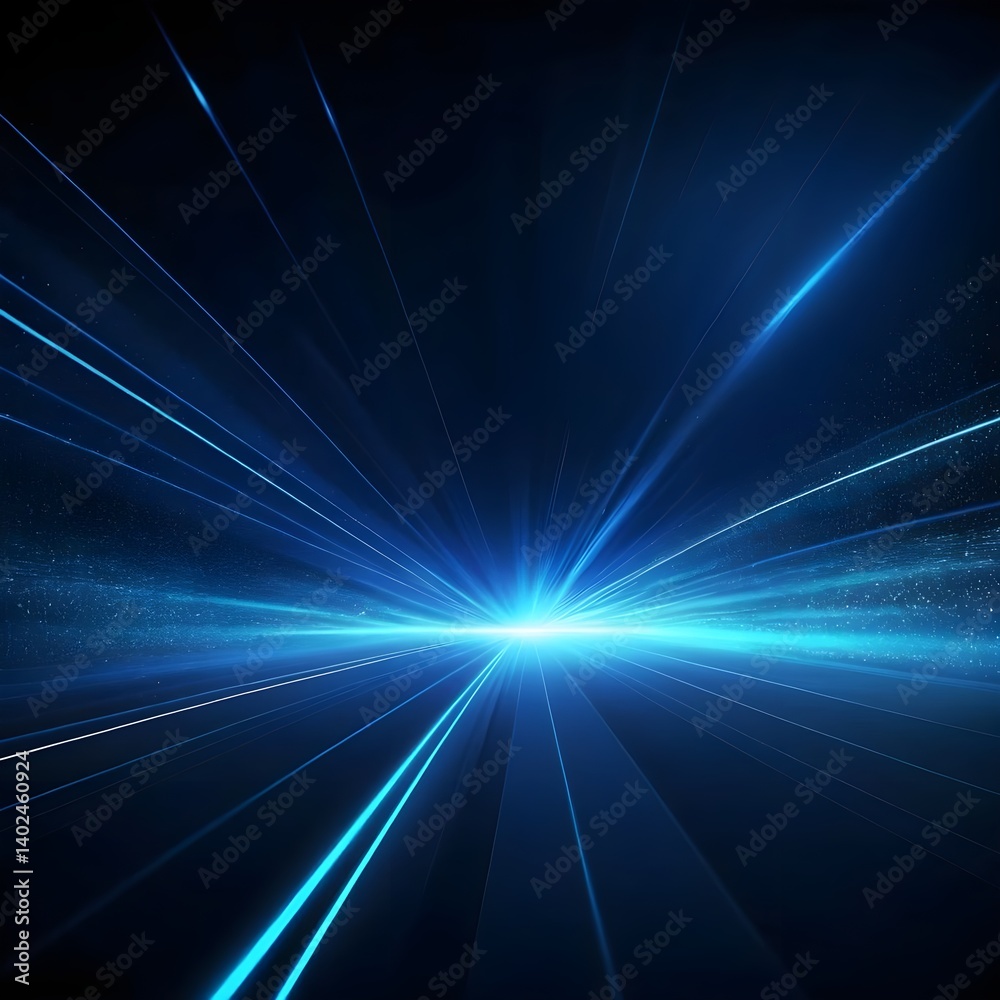 Obraz premium Abstract Blue Light Speed Lines