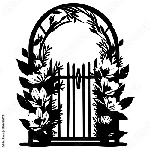Floral Adorned Archway Illustration Silhouette