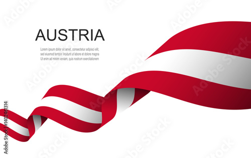 Austria flag on Waving ribbon, Austria Independence Day.