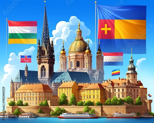 European Cityscape Flags