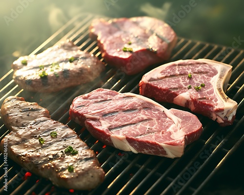 Grilling Steaks Outdoors photo