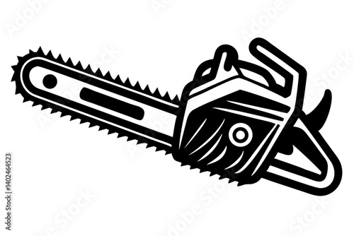 Chainsaw vector illustration, Chainsaw silhouette or  vector icon with transparent background
