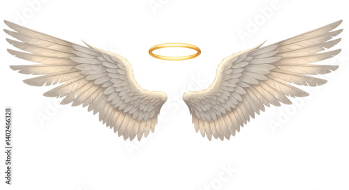 Fotografía Isolated Angel Wings with Halo