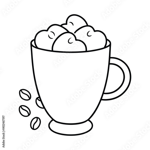 Heart shaped marshmallows in a coffee mug