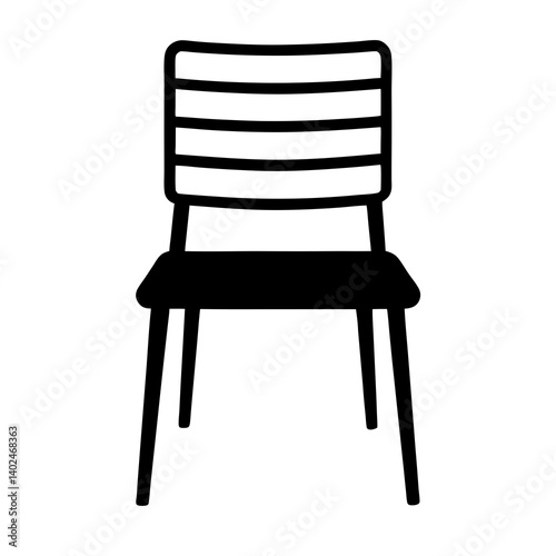 Simple Black and White Chair Graphic – Minimalist Vector Outline Illustration