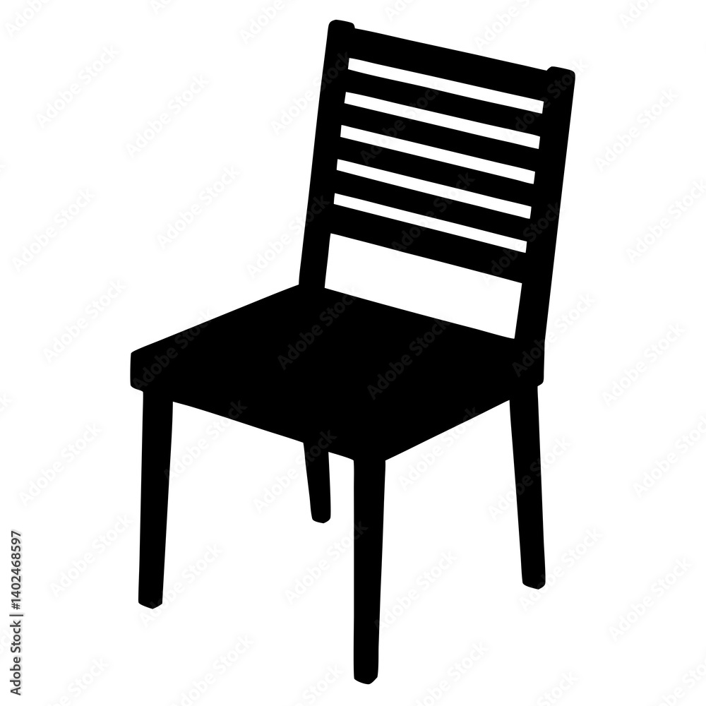 Simple Black and White Chair Graphic – Minimalist Vector Outline Illustration