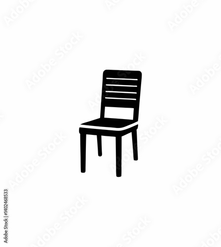 Simple Black and White Chair Graphic – Minimalist Vector Outline Illustration