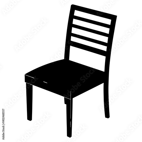 Simple Black and White Chair Graphic – Minimalist Vector Outline Illustration