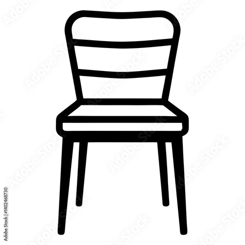 Simple Black and White Chair Graphic – Minimalist Vector Outline Illustration