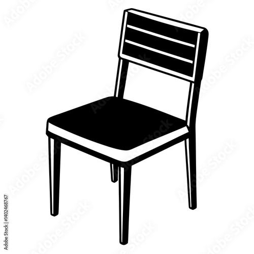 Simple Black and White Chair Graphic – Minimalist Vector Outline Illustration