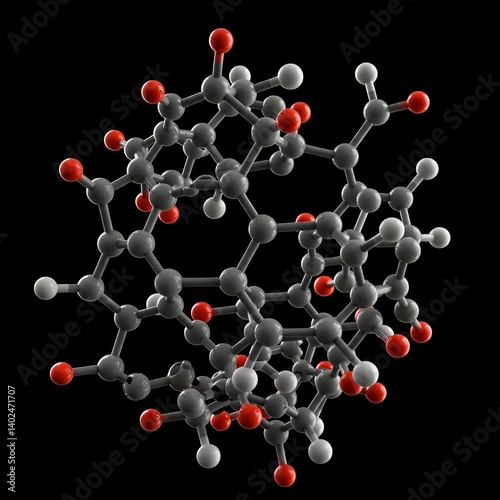 Abstract molecular 3D render – floating atoms with connectors on soft background
