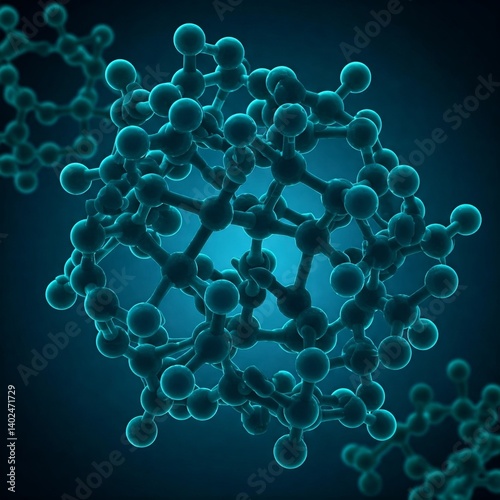 molecular 3D abstraction – white spheres, clean lines, elegant science visua