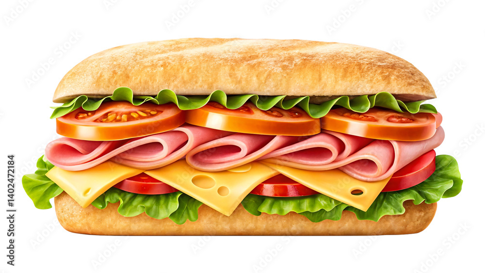 Realistic Ham and Cheese Sandwich on Ciabatta Bread – High-Resolution PNG Transparent Background Realistic Ham and Cheese Sandwich on Ciabatta Bread – High-Resolution PNG Transparent Background