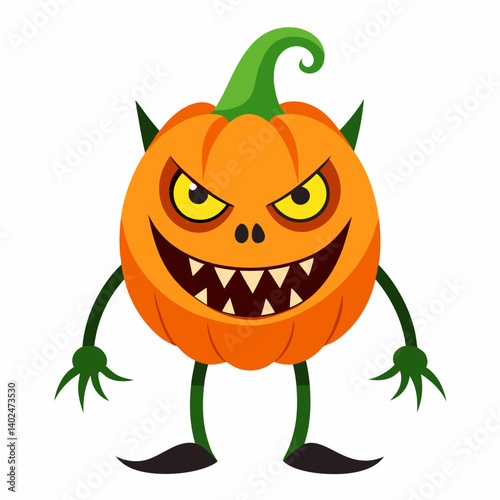 scary funny pumkin monstar character vector halloween spooky creepy haunted festive