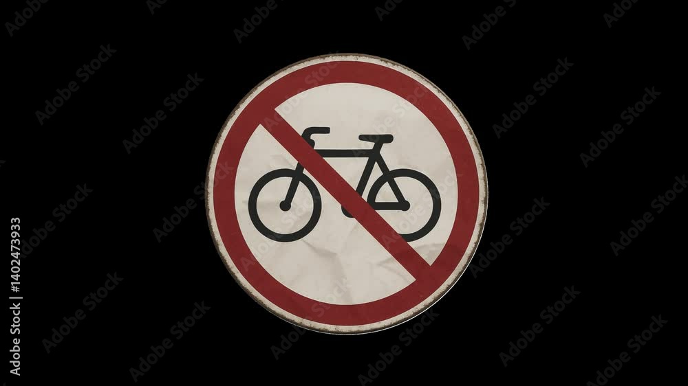 No Bicycles Allowed Sign Animation Crumpled Paper Collage Element on Green Screen 4K No Bicycles Allowed Sign Animation Crumpled Paper Collage Element on Green Screen 4K
