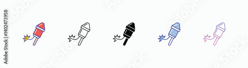 Fireworks icons set in different style vector stock 