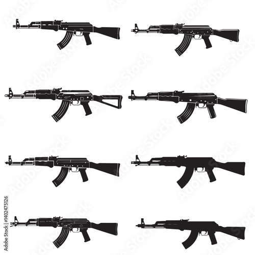 set of guns vector illustration